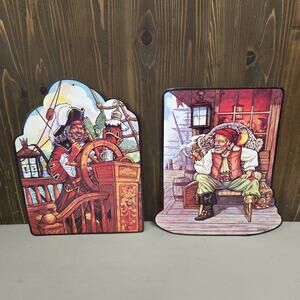 VTG 1990s Beistle Pirate Wall Plaques Pair Bar Pub Man Cave Nautical Decor